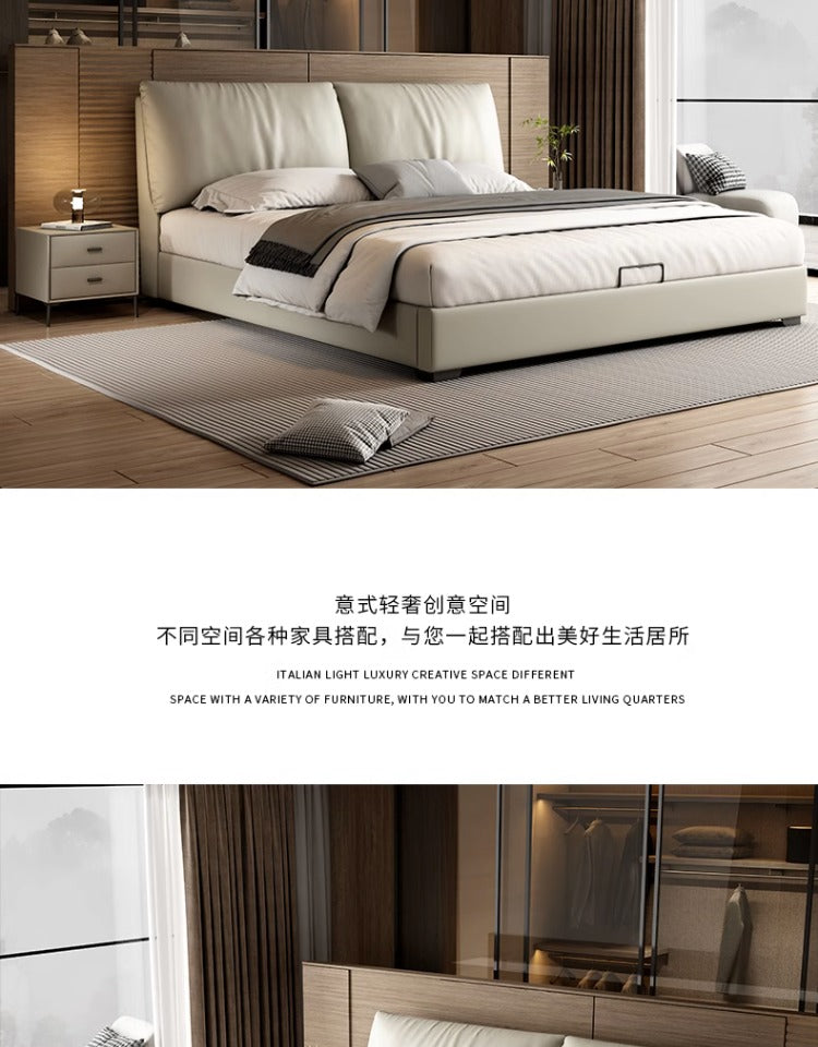 Top-Grain Leather Bed JUJM788