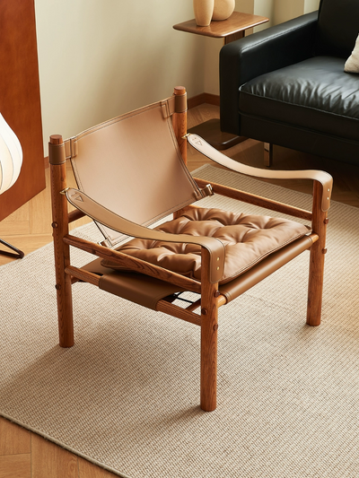 Arne Norell Sirocco Safari Armchair in Natural Leather With a Wooden Frame