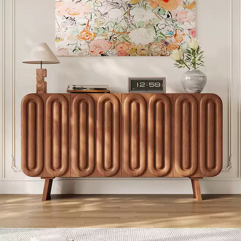 Modern Curved Wood Sideboard