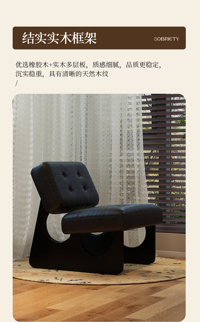 Cozoni Ken Lounge Chair In Black Genuine Leather