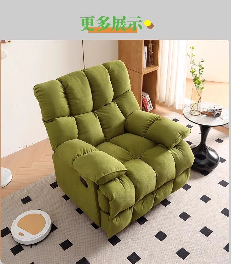 Green Fabric Manual Swivel Rocker Recliner Chair