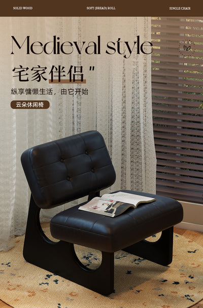 Cozoni Ken Lounge Chair In Black Genuine Leather