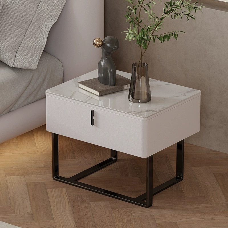 Box-Top Metal-Leg Bedside Table