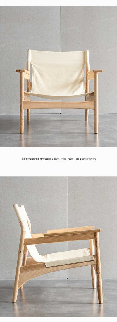 Karimoku Case Kinuta N-LC02 Lounge Chair With A White Oak Frame And Canvas Seat
