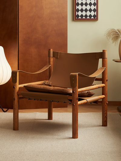 Arne Norell Sirocco Safari Armchair in Natural Leather With a Wooden Frame