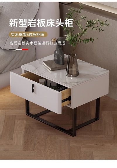 Box-Top Metal-Leg Bedside Table