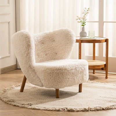 Pelican Fabric Lounge Chair with soft fabric upholstery and sturdy wooden legs
