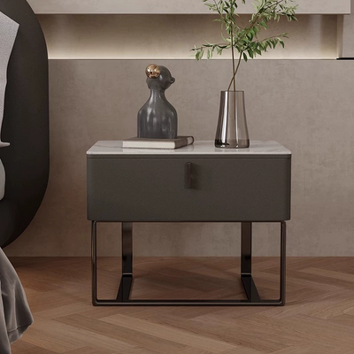 Box-Top Metal-Leg Bedside Table