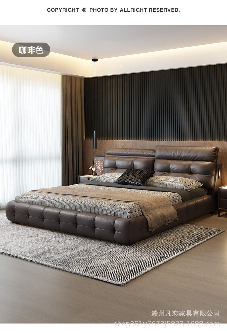 Top-Grain Leather Bed JUJMSM886