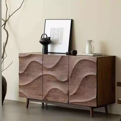 Modern Carved Wood Sideboard
