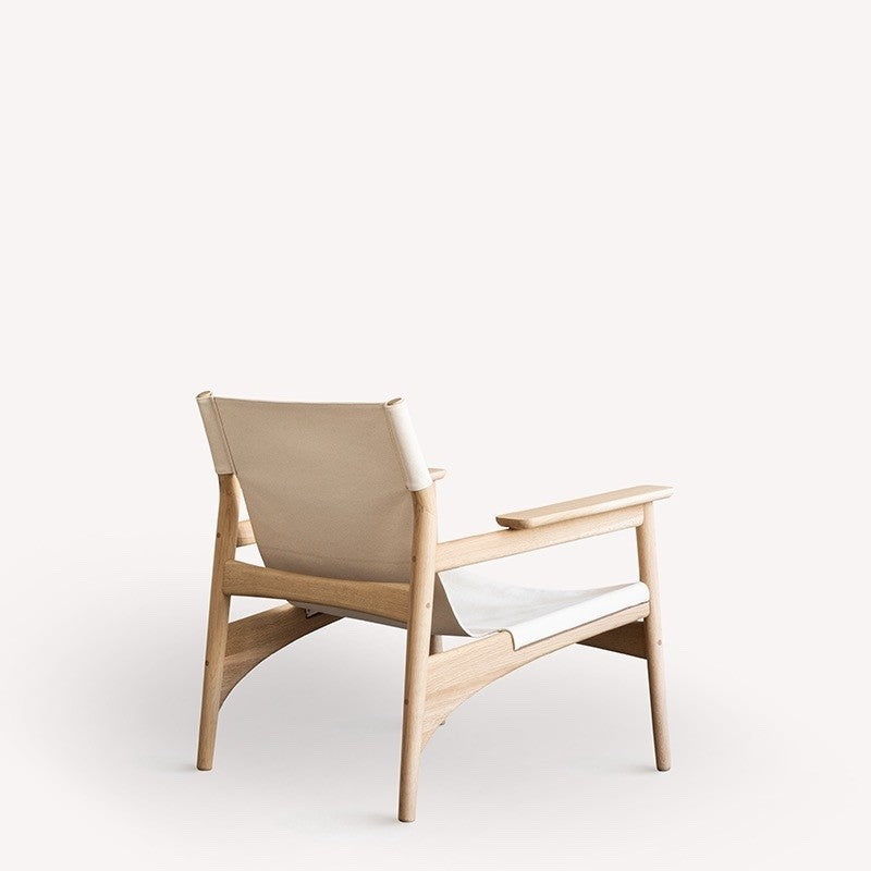 Karimoku Case Kinuta N-LC02 Lounge Chair With A White Oak Frame And Canvas Seat