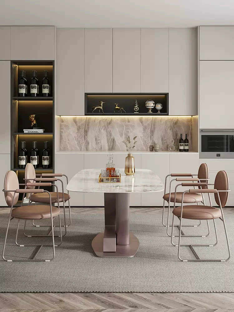 New style lv Rock Slab Dining  Table
