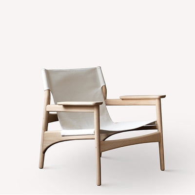 Karimoku Case Kinuta N-LC02 Lounge Chair With A White Oak Frame And Canvas Seat