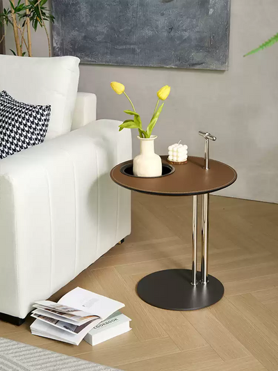 Side Table - Saddle Leather+Stainless Steel JUMX1038