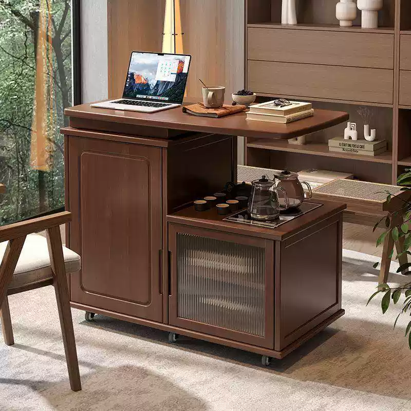 Rotatable Movable Walnut Wood Side Table JUPYSM
