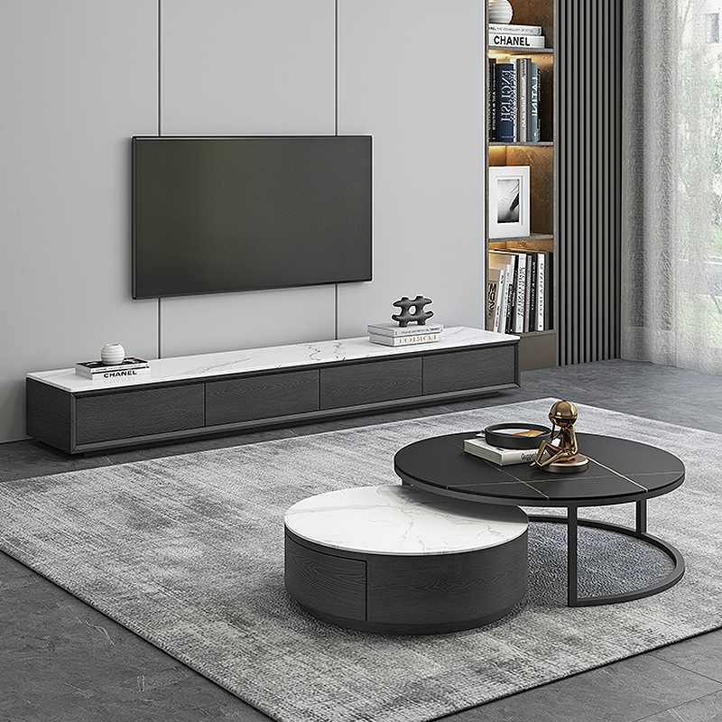 Sintered Stone black and white TV StandCoffee Table