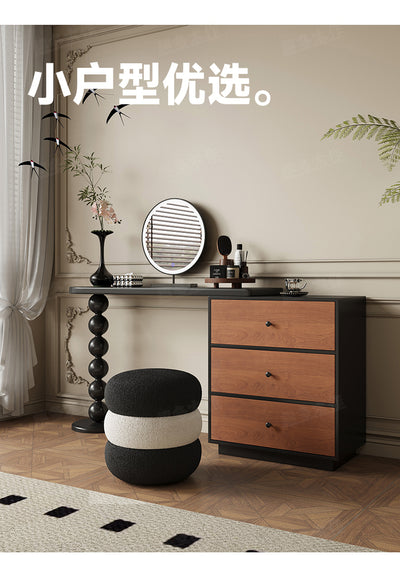 Two-Tone Wood Vanity Table with Integrated Mirror