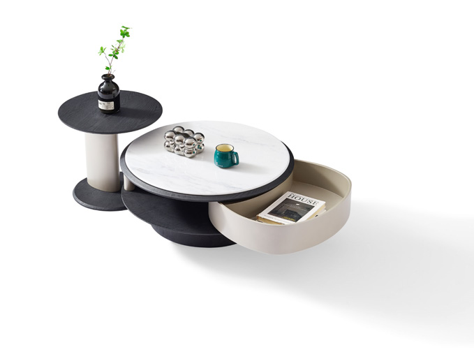 Coffee & TableCombination(Wood Veneer and Microcrystalline Stone) JUNB3152