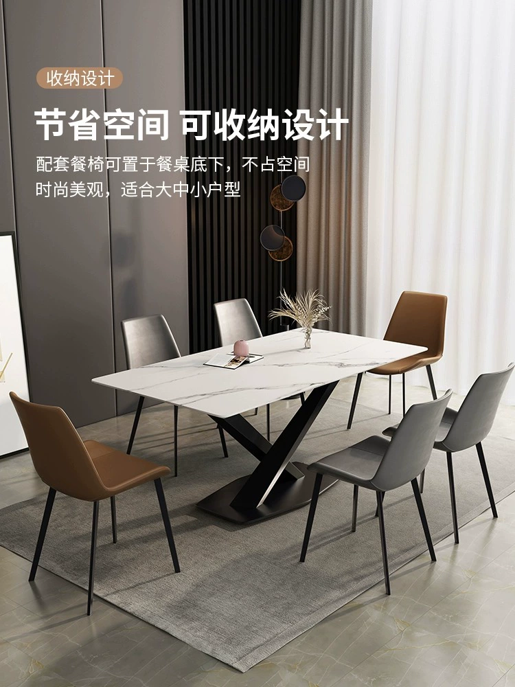 JUYW121 crossed feet Rock Slab Dining  Table