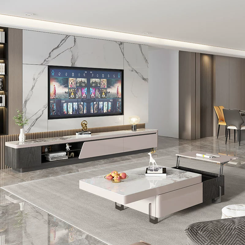 Microcrystalline Stone white TV StandCoffee Table