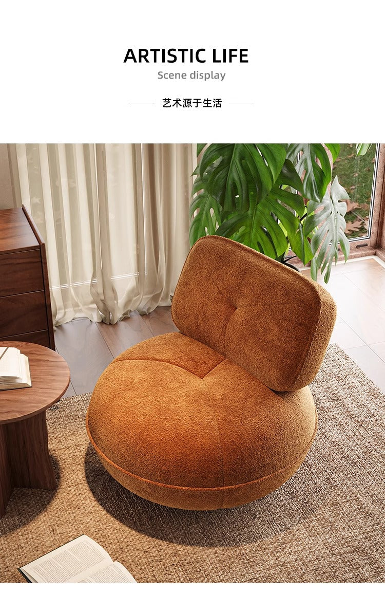 Modern Rust-colored Fabric Swivel Lounge Chair