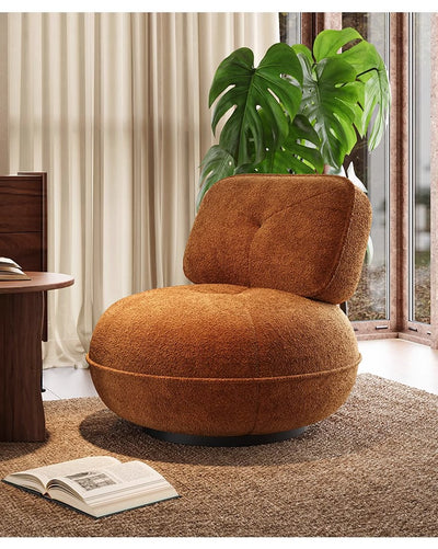 Modern Rust-colored Fabric Swivel Lounge Chair