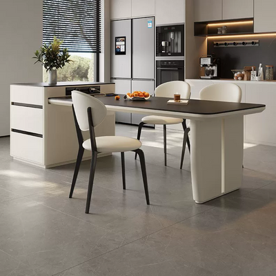 Ivory White Matte Black Island Counter
