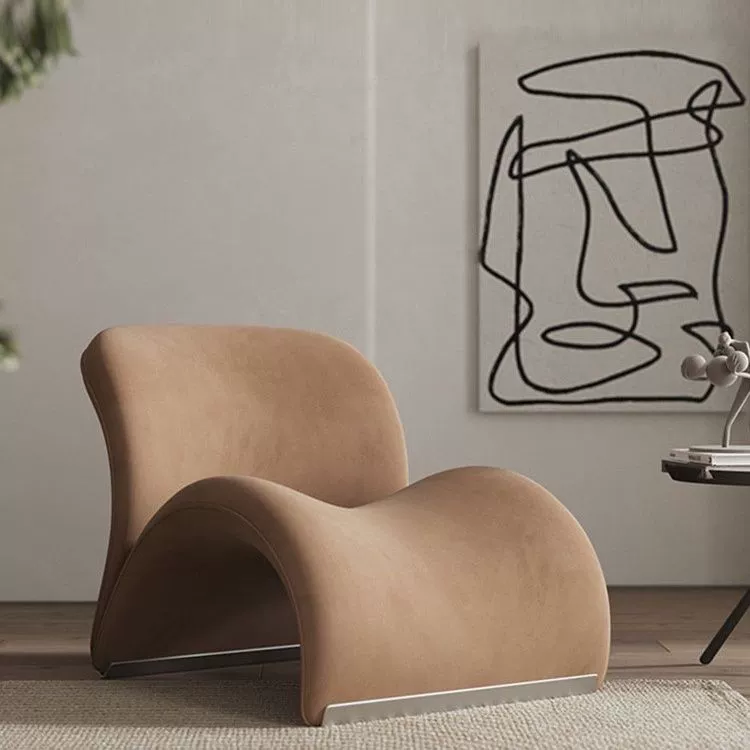 Modern Nordic Sweet Lip Lounge Chair in a Beige Or Light Brown Color