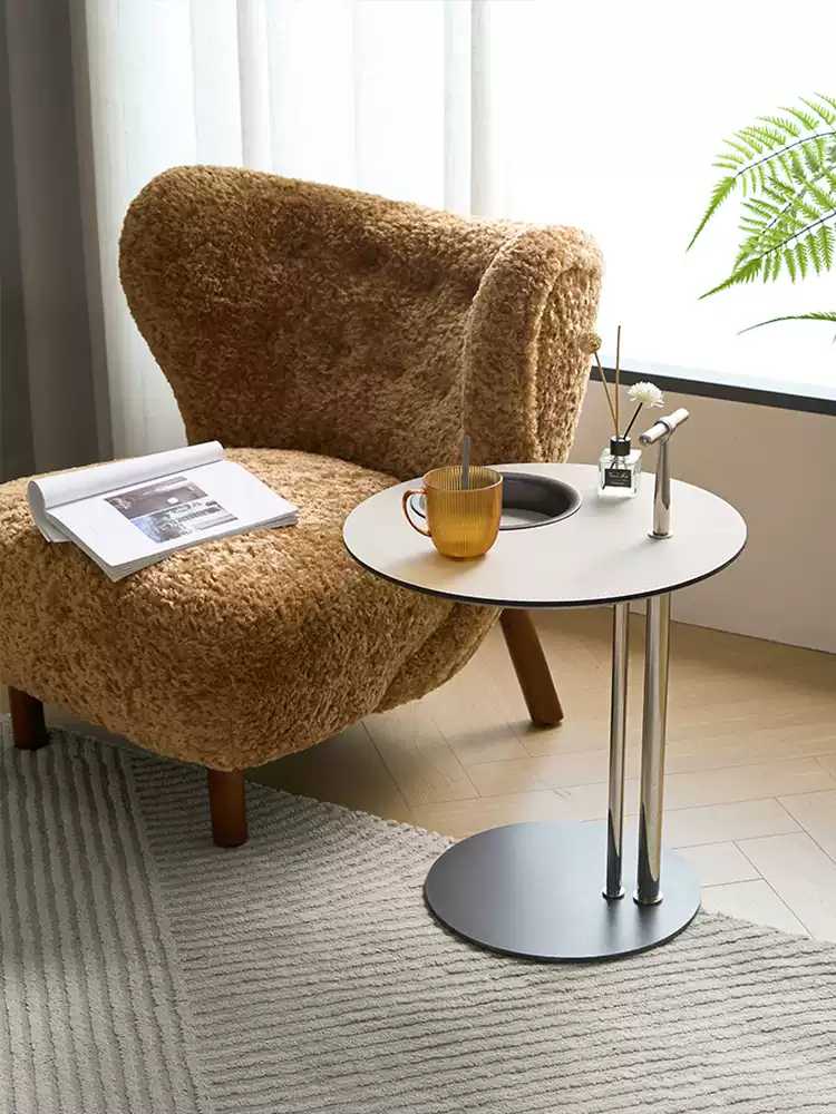 Side Table - Saddle Leather+Stainless Steel JUMX1038