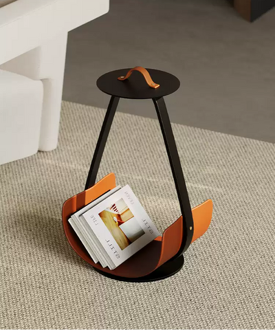 Side Table - Carbon Steel+Saddle Leather