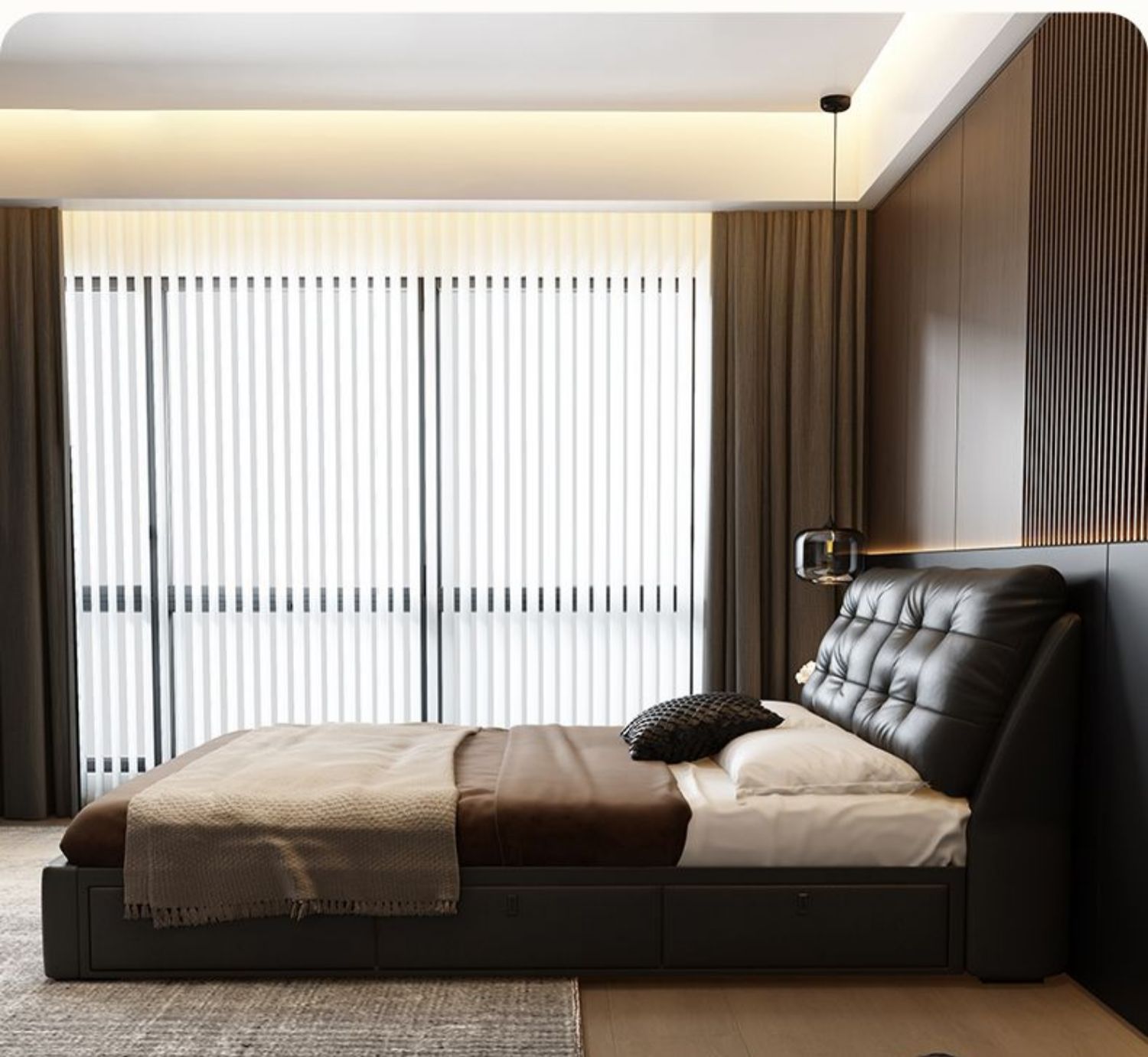 Top-Grain Leather Bed JUXL82