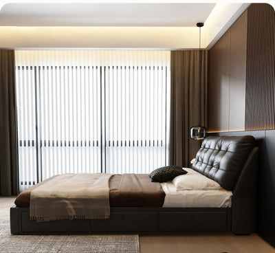 Top-Grain Leather Bed JUXL82