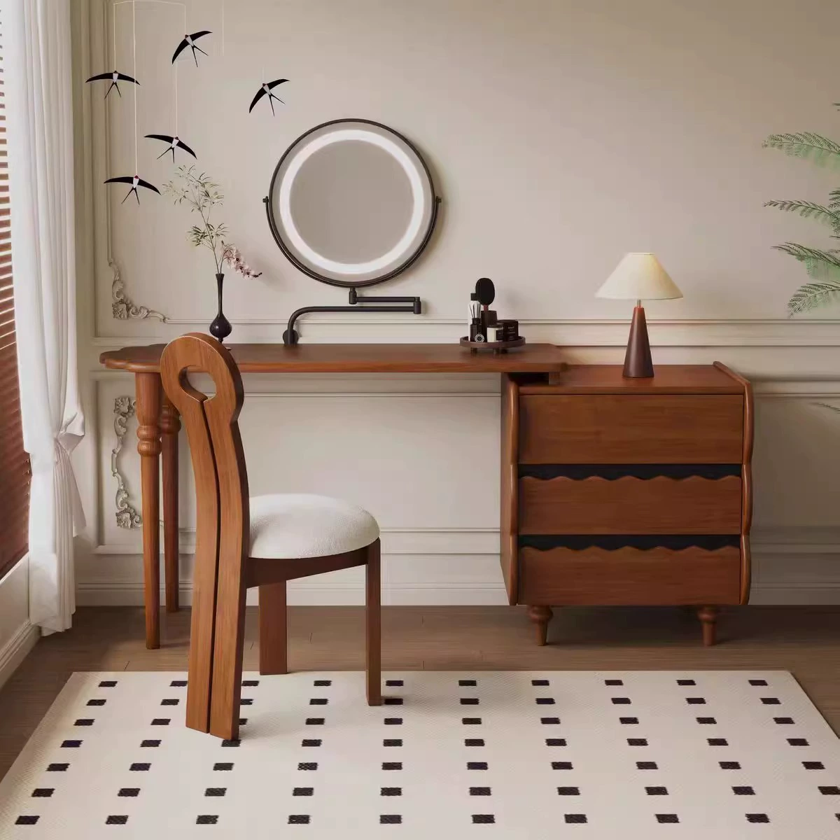 Retro Pine Drawer Vanity Table