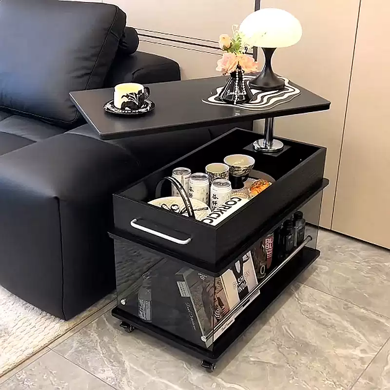 Movable Liftable Rectangular Wooden side Table