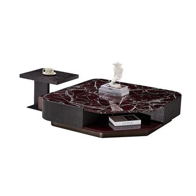 Royal Red Marble Luxury Stone Coffee TableCombination JUBY3025