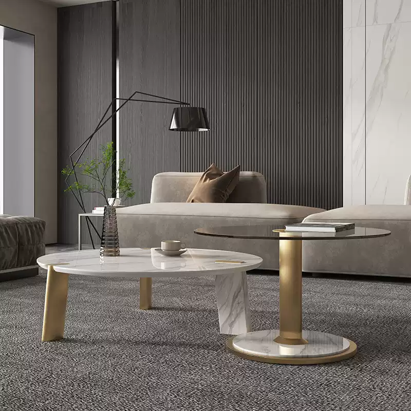 Side Table - Stainless Steel+Stone Slab Glass JUMX996