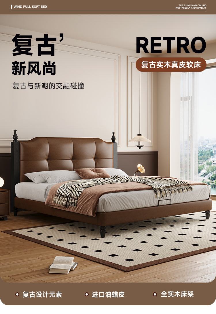 Top-Grain Leather Bed JUJM875