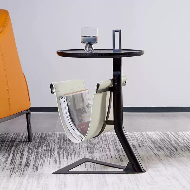 Side Table - Saddle Leather+Stainless Steel JUMX1039