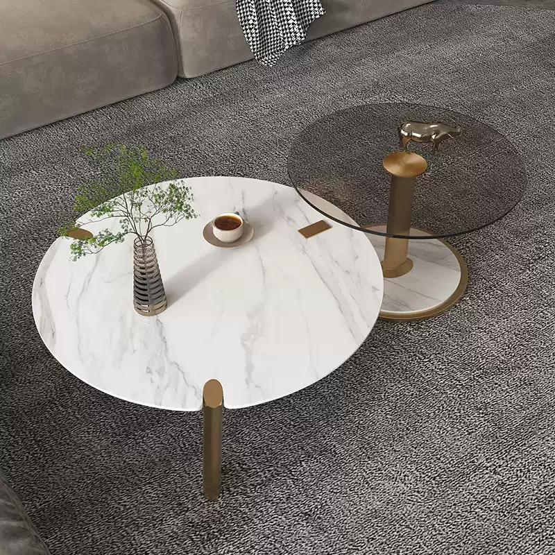 Side Table - Stainless Steel+Stone Slab Glass JUMX996