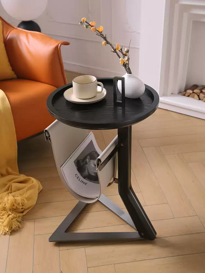 Side Table - Saddle Leather+Stainless Steel JUMX1039