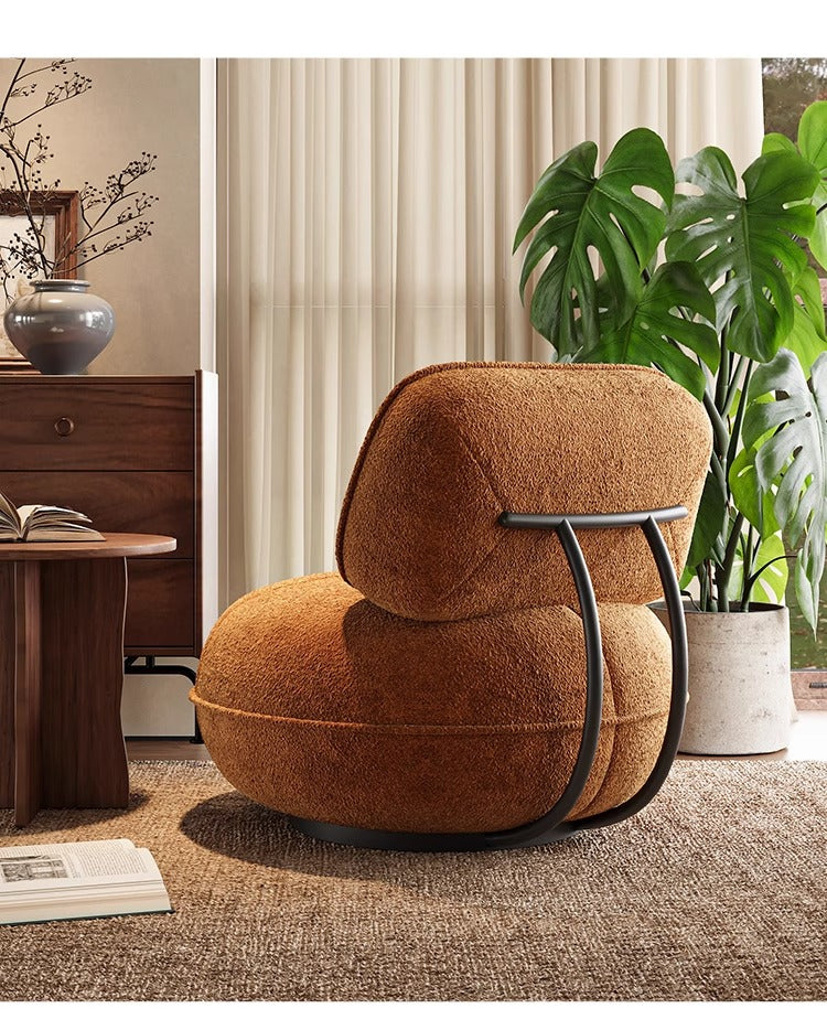 Modern Rust-colored Fabric Swivel Lounge Chair