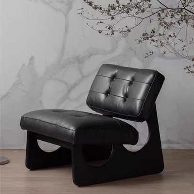 Cozoni Ken Lounge Chair In Black Genuine Leather