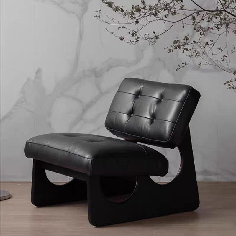 Cozoni Ken Lounge Chair In Black Genuine Leather