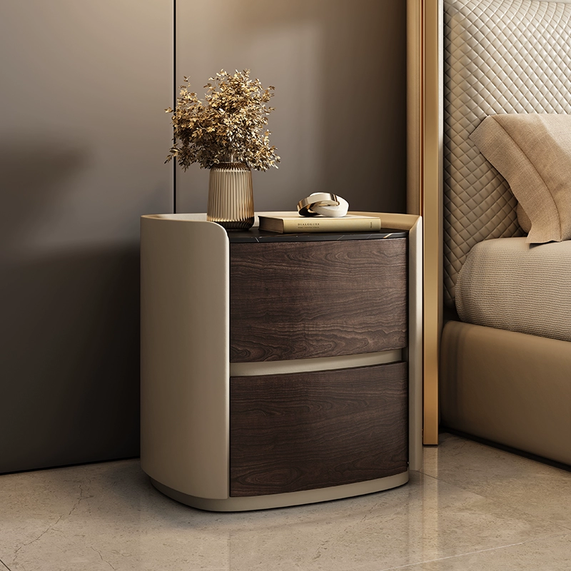 Curved Edge Two-Drawer Bedside Table