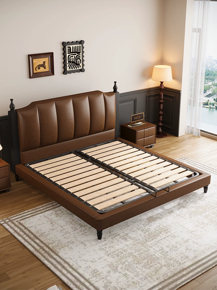 Top-Grain Leather Bed JUJM876