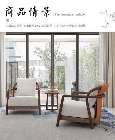 Flexform Alison Armchair With a Solid Canaletto Walnut Frame and a White Upholstered Seat Cushion