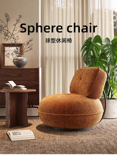 Modern Rust-colored Fabric Swivel Lounge Chair
