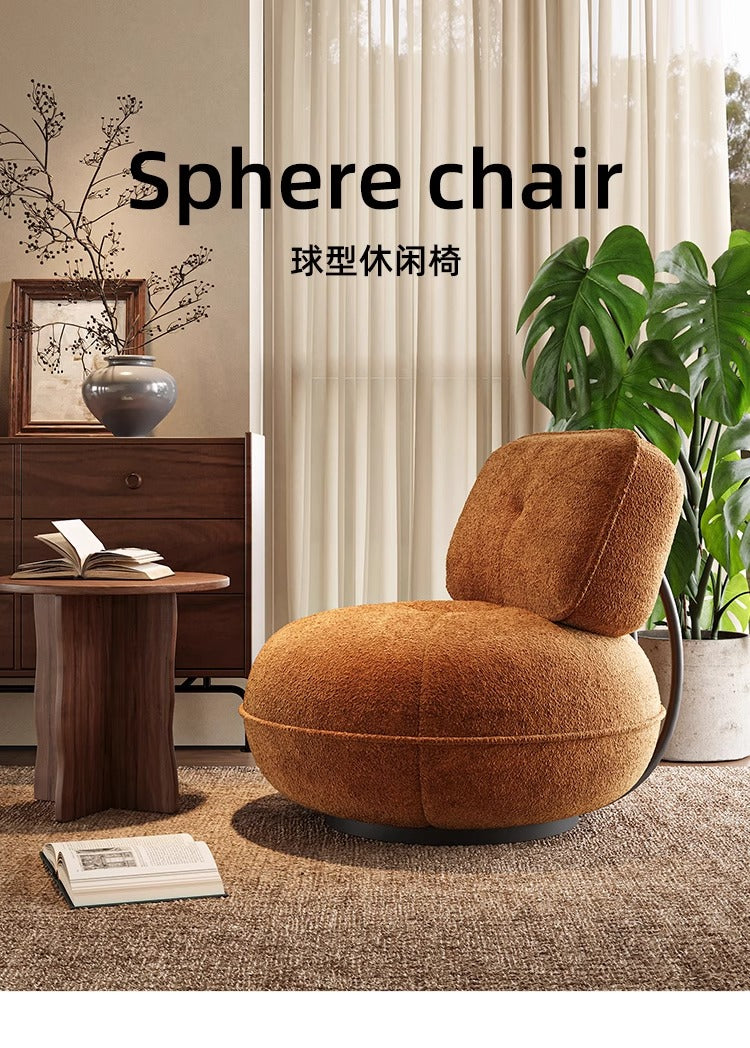 Modern Rust-colored Fabric Swivel Lounge Chair
