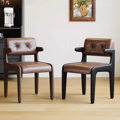 Curved-Arm Wood Dining Chair