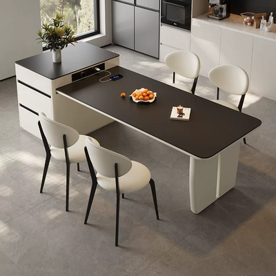 Ivory White Matte Black Island Counter
